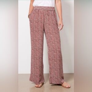 Evereve Drew Printed Smock Waist Wide Leg Pull On Pants
